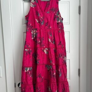 Floral Pink Sleeveless Dress